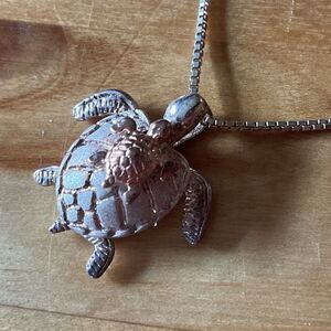 NWOT STERLING SILVER GOLD PLATED SILVER 925 WITH CHAIN TURQUOISE NECKLACE​